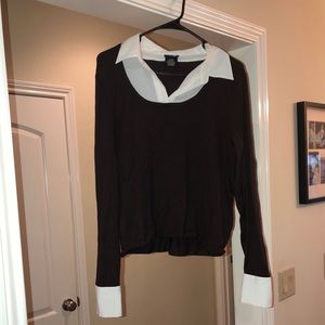 Brown long sleeve with built in button up